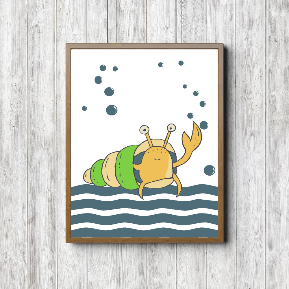 Yellow & Teal Sea Snail Printable