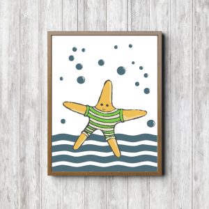 Yellow & Teal Starfish Nursery Printable