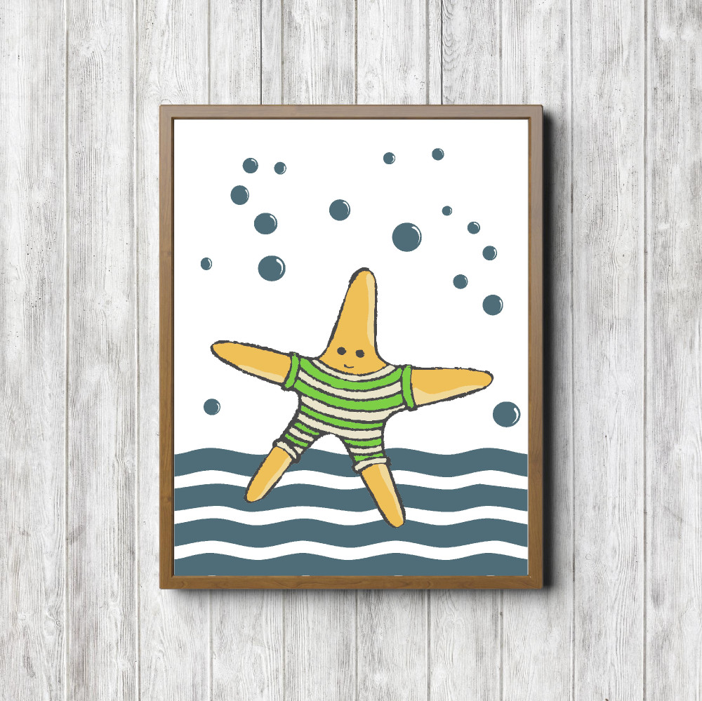 Yellow & Teal Starfish Nursery Printable