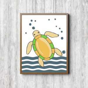 Yellow & Teal Sea Turtle Printable