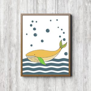 Yellow & Teal Whale Nursery Printable