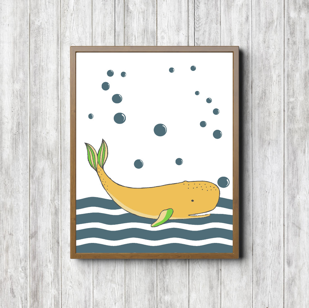 Yellow & Teal Whale Nautical Nursery
