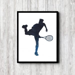 Blue Tennis Player Silhouette