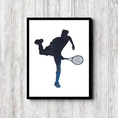 Blue Tennis Player Silhouette