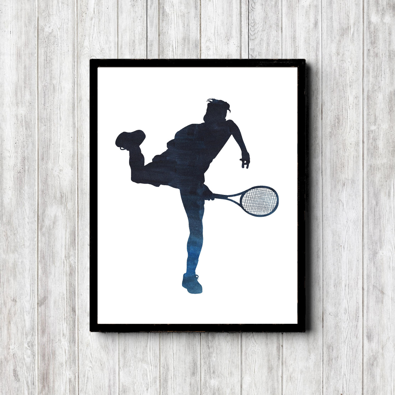 Blue Tennis Player Silhouette