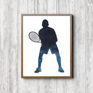 Tennis Player Watercolor Silhouette