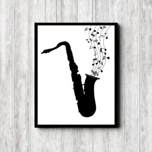 Black Tenor Sax Silhouette Printable
