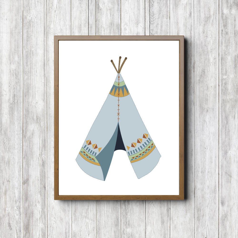 Blue Tribal Tepee Printable