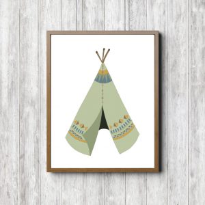 Green Tribal Tepee Printable