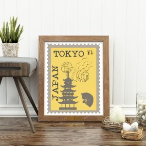 Yellow Tokyo Printable Postage Stamp