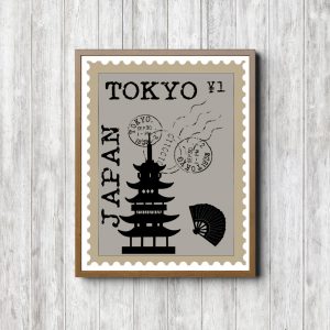 Grey Tokyo Printable Postage Stamp