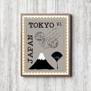 Grey Tokyo Postage Stamp