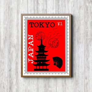 Red Tokyo Printable Postage Stamp