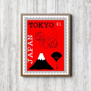 Red Tokyo Postage Stamp