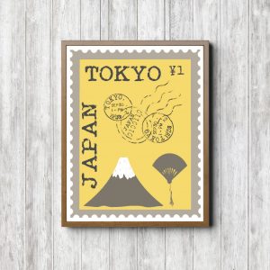 Yellow Tokyo Postage Stamp