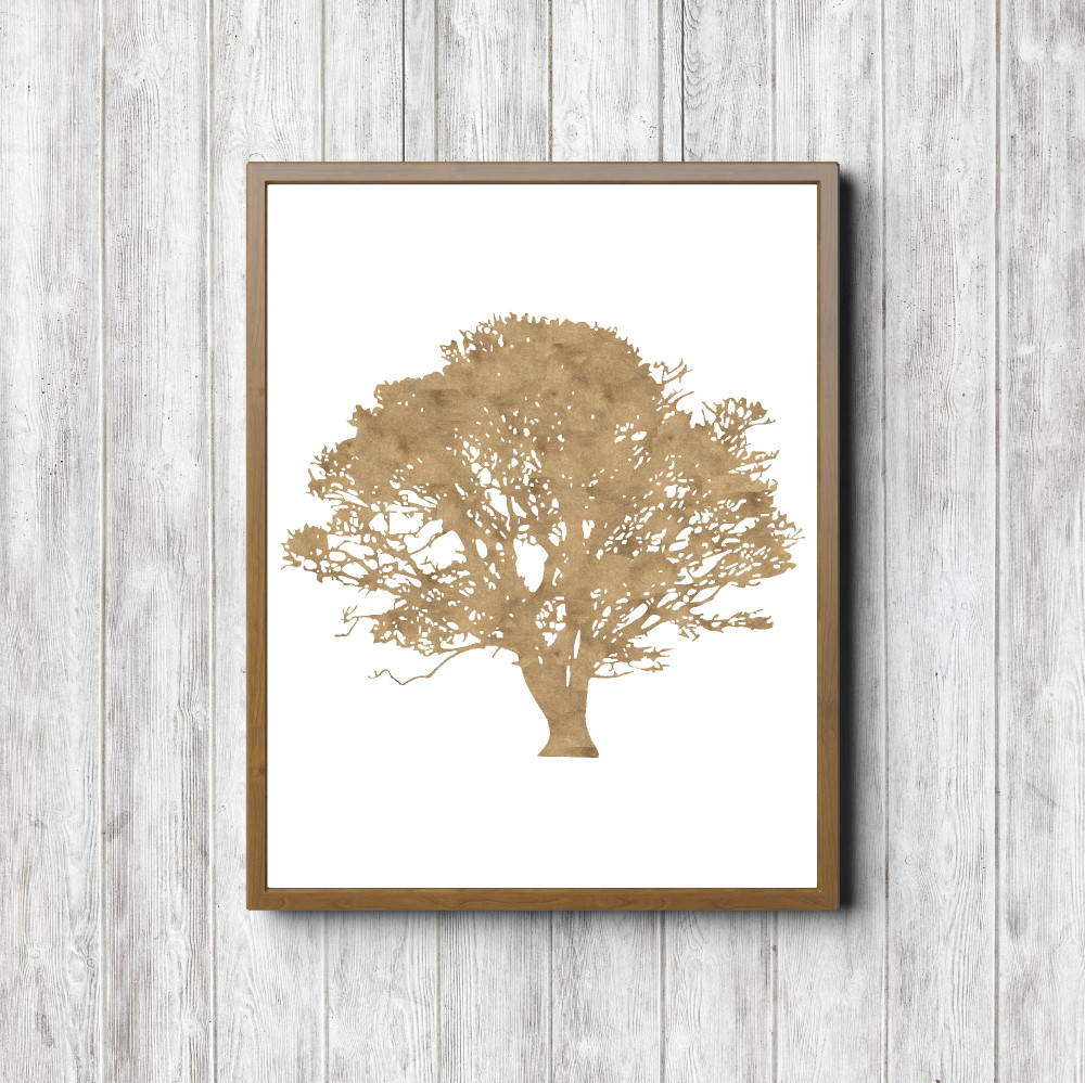 Beige Watercolor Printable Tree