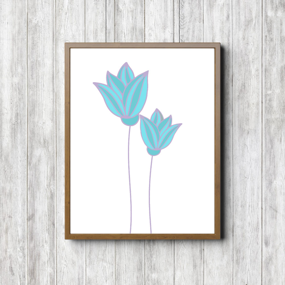 Turquoise & Purple Flower Petals Printable