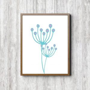 Turquoise Pincushion Flower Printable Poster
