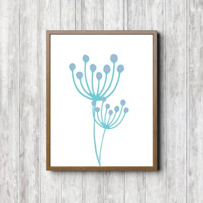 Turquoise Pincushion Flower Printable Poster