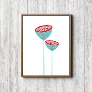 Printable Turquoise Pincushion Flowers