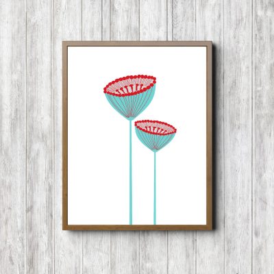Printable Turquoise Pincushion Flowers