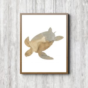 Beige Watercolor Printable Sea Turtle