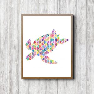 Geometric Watercolor Printable Sea Turtle
