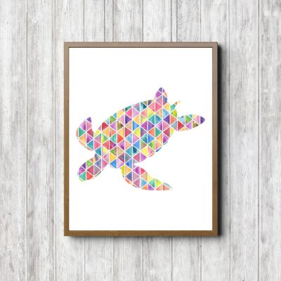 Geometric Watercolor Printable Sea Turtle