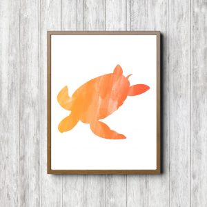 Orange Watercolor Printable Sea Turtle