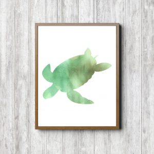 Green Watercolor Printable Sea Turtle