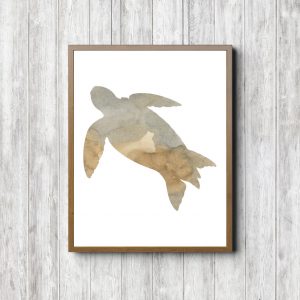 Beige Watercolor Sea Turtle Printable