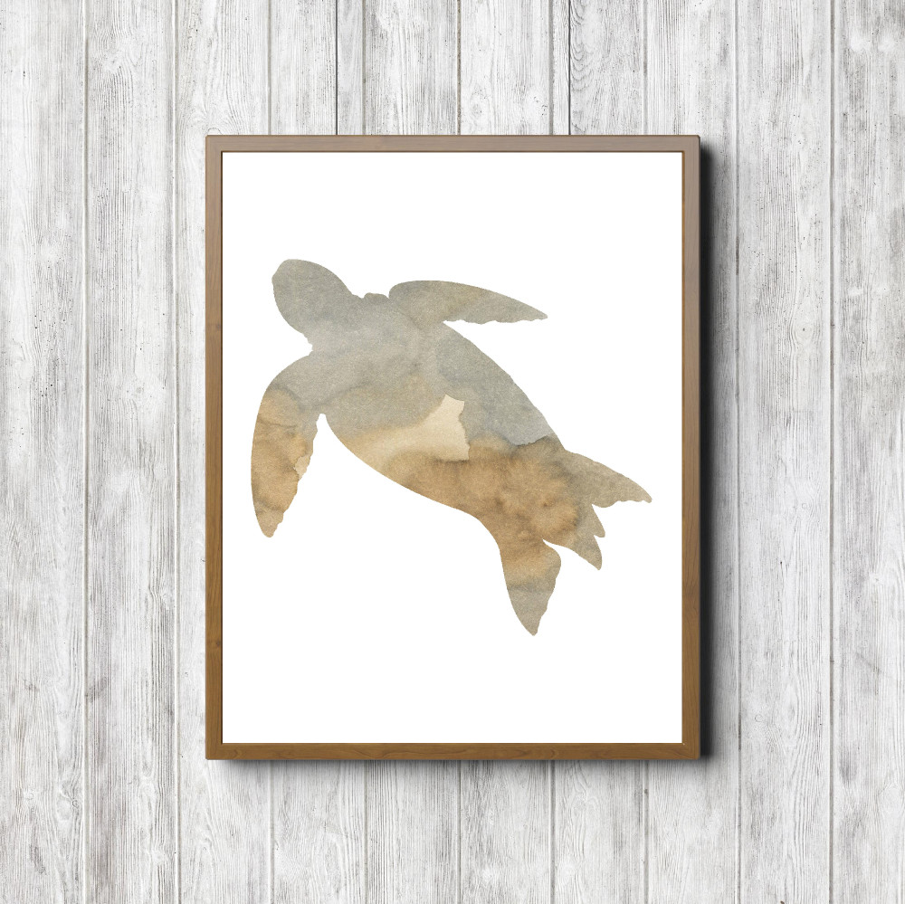 Beige Watercolor Sea Turtle Printable