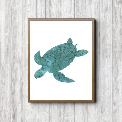 Teal Watercolor Printable Sea Turtle