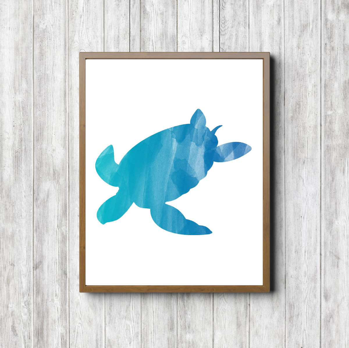 Watercolor Blue Printable Sea Turtle
