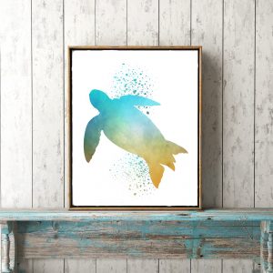 Yellow & Turquoise Printable Sea Turtle