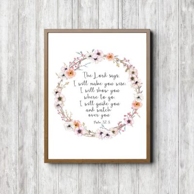 Psalm 32:8 Spring Flowers Printable