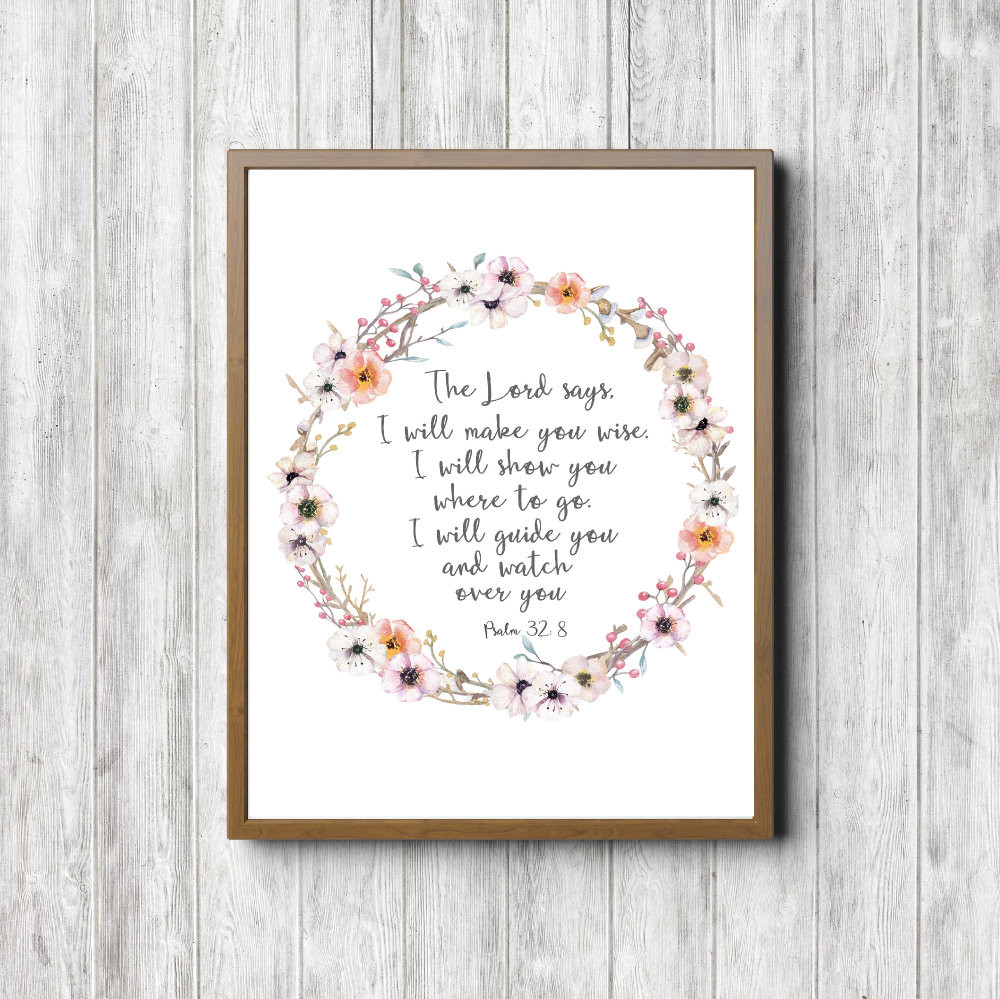 Psalm 32:8 Spring Flowers Printable