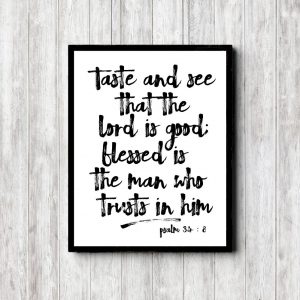 Psalm 34:8 Black Typography Printable