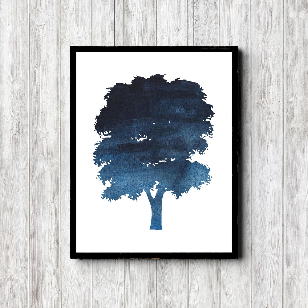 Blue Tree Silhouette Printable