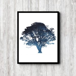 Printable Blue Tree Silhouette