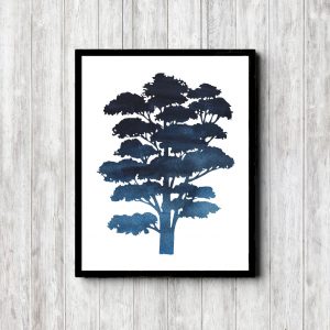 Blue Printable Tree Silhouette