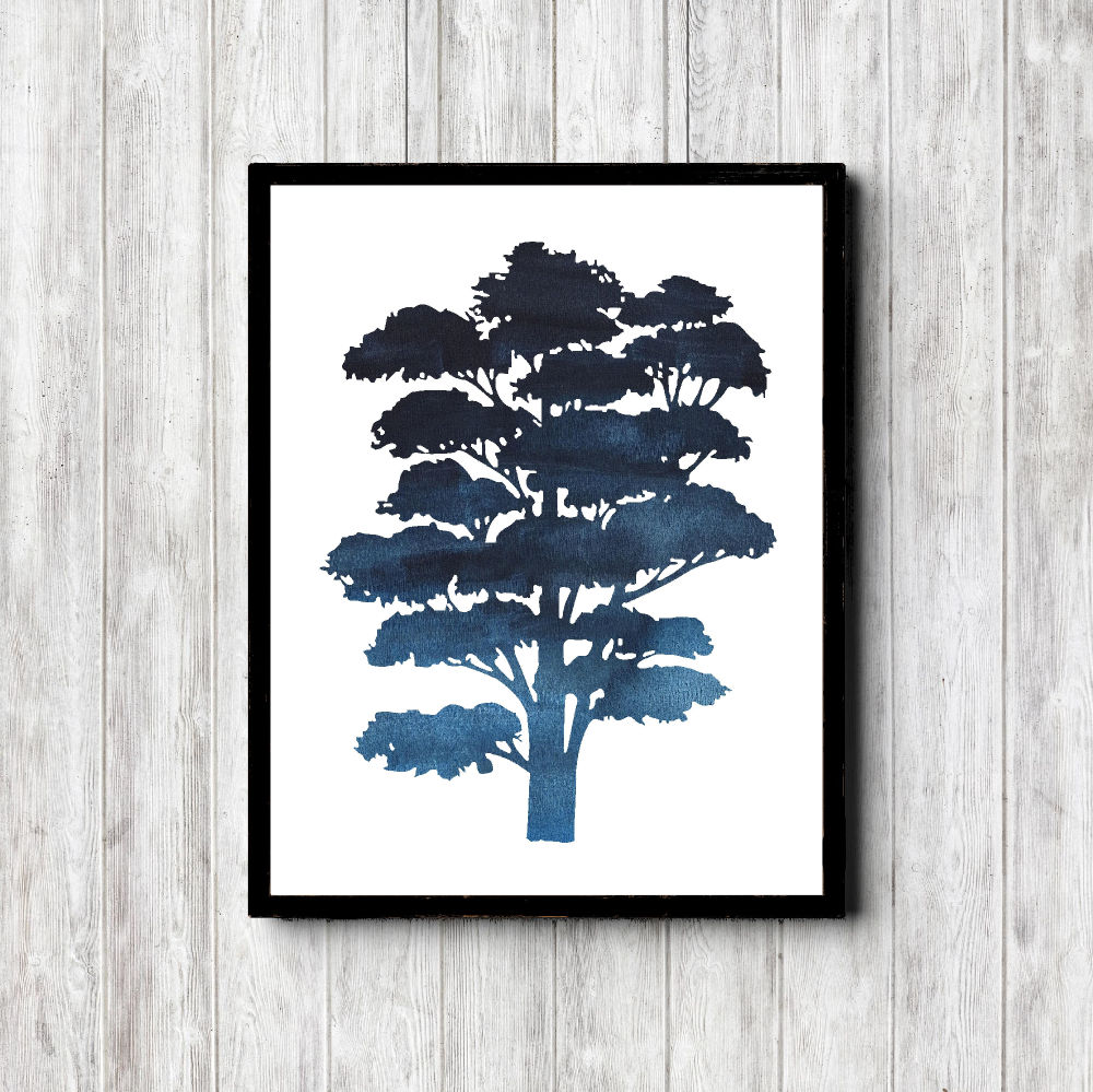 Blue Printable Tree Silhouette