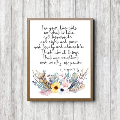 Philippians 4:8 Rustic Bouquet Scripture