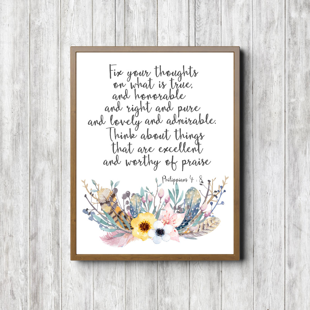 Philippians 4:8 Rustic Bouquet Scripture