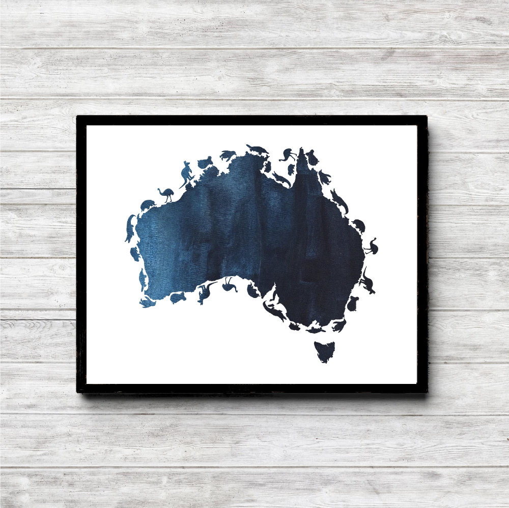 Blue Animals Australian Continent Printable