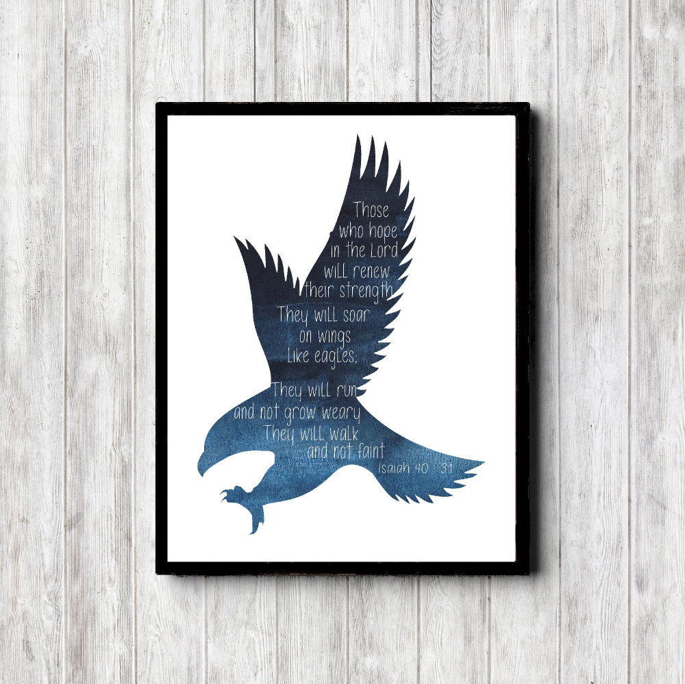 Isaiah 40:31 Blue Watercolor Printable