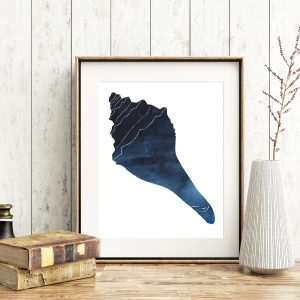 Watercolor Navy Sea Shell Printable