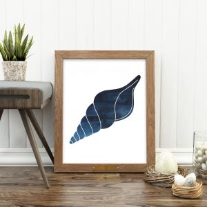 Navy Watercolor Sea Shell Printable