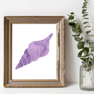 Printable Sea Shell Purple Watercolor