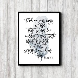 Psalm 86:11 Watercolor Feather Printable